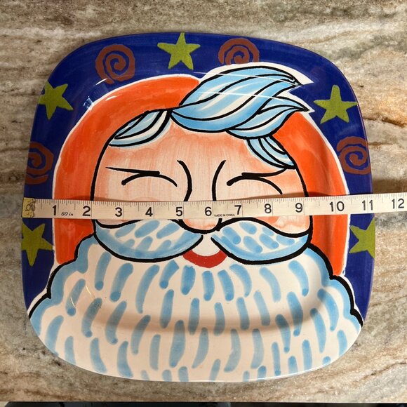 Handmade Ceramiche De LAlba Santa Claus Face Ceramic Plate 9" Made in Italy - Picture 8 of 8